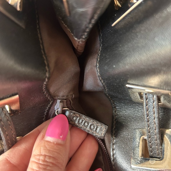 Gucci Monogram Canvas Classic Logo Rucksack Drawstring Shoulder Bag Y2K - Picture 15 of 16